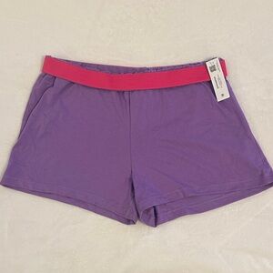 Purple Shorts with Pink Waistband